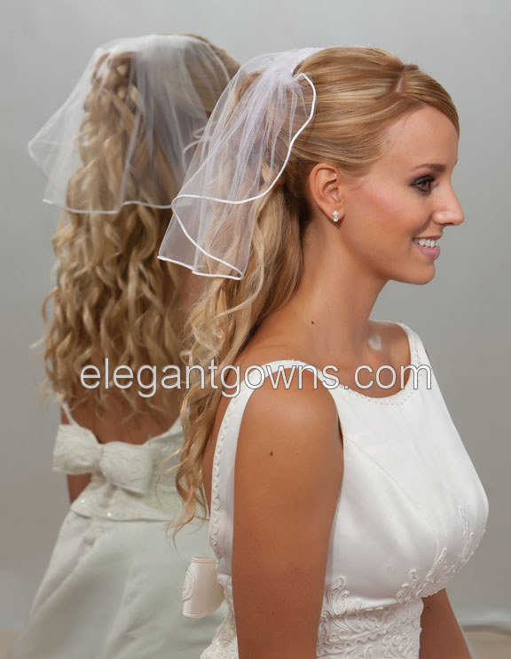 1 Tier Ear Length Wedding Veil 5-151-RT - Click Image to Close