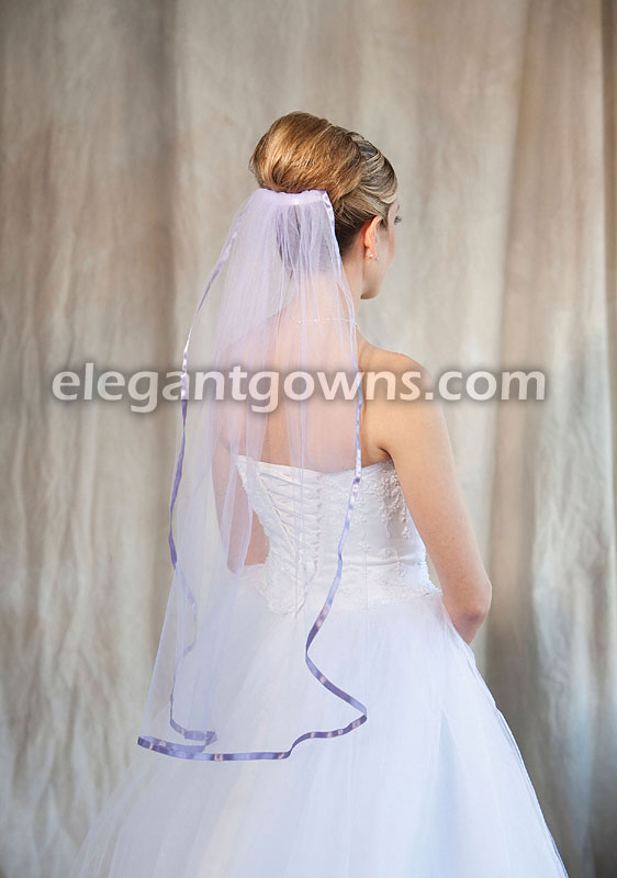 1 Tier Victorian Lilac Veil 3/8" Lilac Ribbon 5-301-3R-VL-VL - Click Image to Close