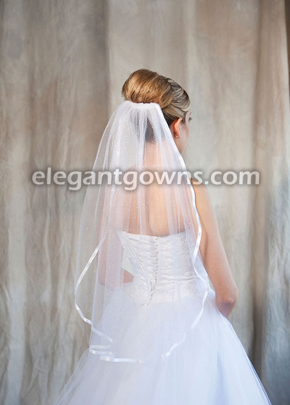 1 Tier Glimmer Veil with 3/8" White Ribbon Edge 5-301-3R-W-GL - Click Image to Close