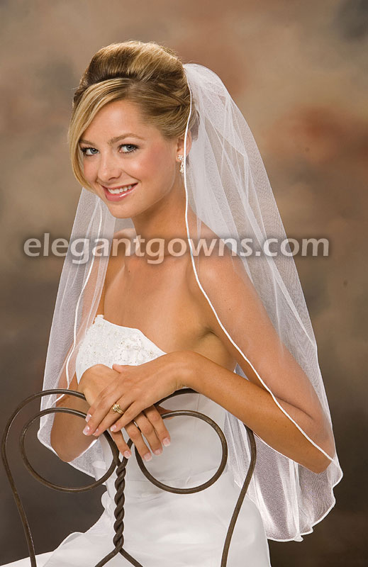 1 Tier Waist Length Soutache Edge Standard Wedding Veil 5-301-ST - Click Image to Close