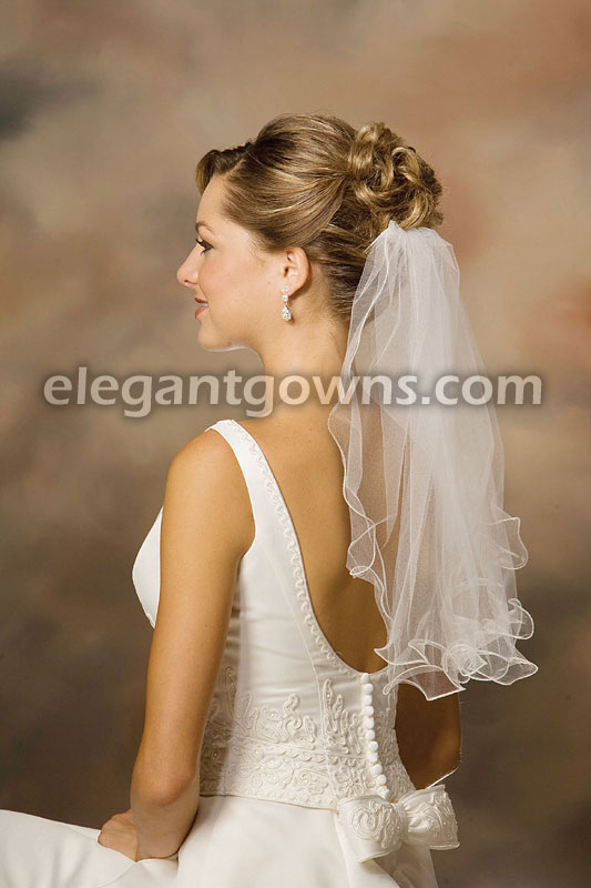 1 Tier Shoulder Length Filament Edge Wedding Veil 7-201-F - Click Image to Close