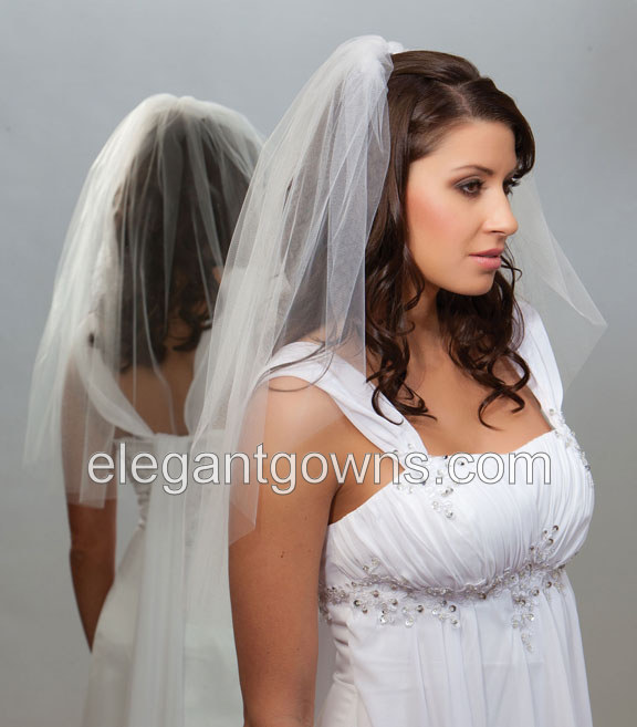 1 Tier Elbow Length Cut Edge Wedding Veil 7-251-CT - Click Image to Close