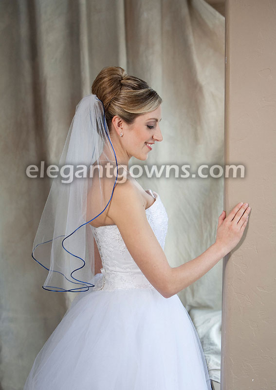1 Tier Elbow Length Veil with RoyalBlue Rattail Edge 7-251-RT-RB - Click Image to Close
