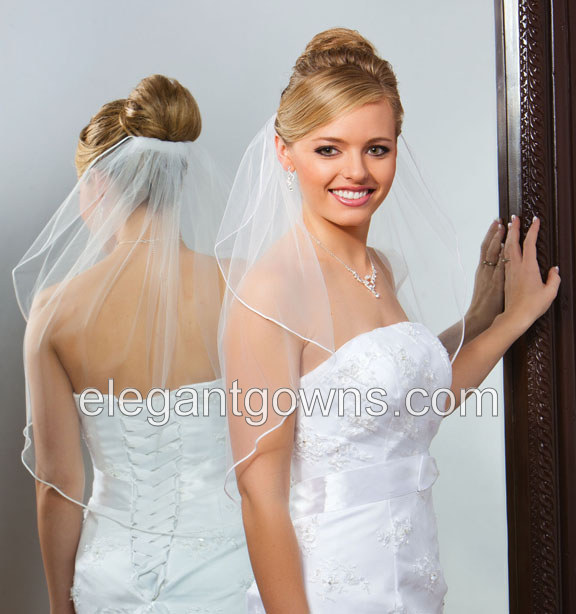 1 Tier Elbow Length Soutache Edge Wedding Veil 7-251-ST - Click Image to Close