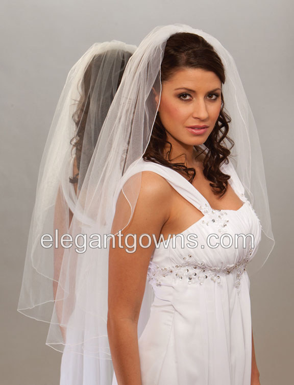 1 Tier Fingertip Length Corded Edge Wedding Veil 7-361-C - Click Image to Close