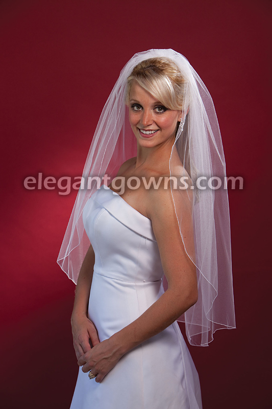 1 Tier Fingertip Length Corded Edge Wedding Veil 7-361-C - Click Image to Close