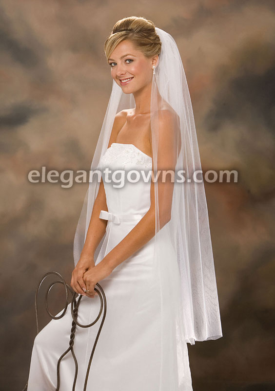 1 Tier Knee Length Cut Edge Wedding Veil 7-451-CT - Click Image to Close