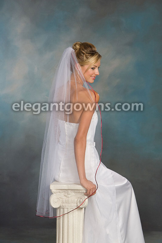 1 Tier Knee Length Veil with Garnet Rattail Edge 7-451-RT-GRT - Click Image to Close