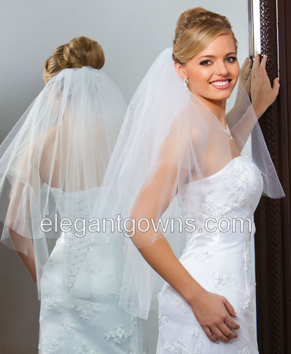 2 Tier Waist Length Cut Edge Circular Cut Wedding Veil C1-302-CT - Click Image to Close