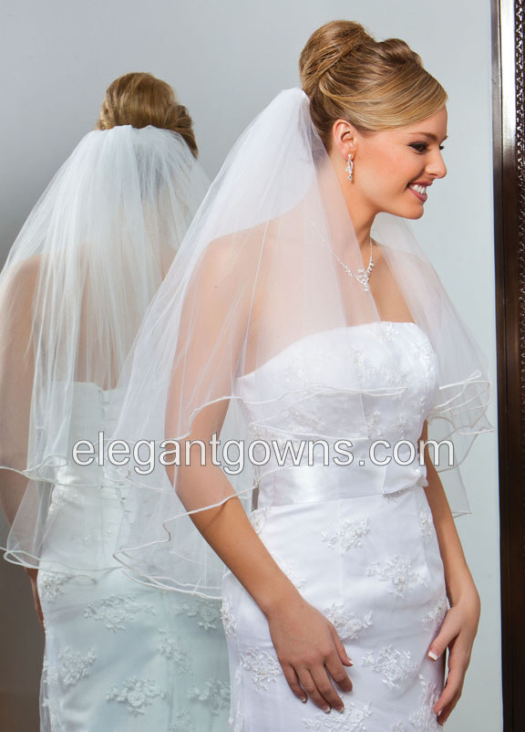 2 Tier Waist Length Pearl Edge Circular Cut Bridal Veil C1-302-P - Click Image to Close