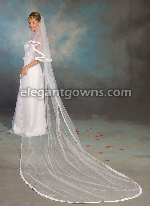 2 Tier Cathedral #2 Length 7/8" Ribbon Edge Veil C5-1442-7R - Click Image to Close