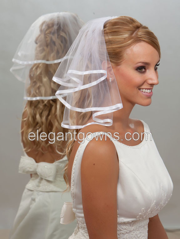 2 Tier Neck Length Wedding Veil C5-152-3R - Click Image to Close