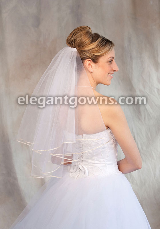 2 Tier Elbow Length Veil 1/8" Rum Pink Ribbon Edge C7-252-1R-RP - Click Image to Close