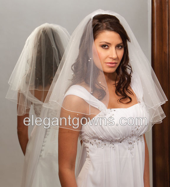 2 Tier Elbow Length Corded Edge Circular Cut Veil C7-252-C-P - Click Image to Close