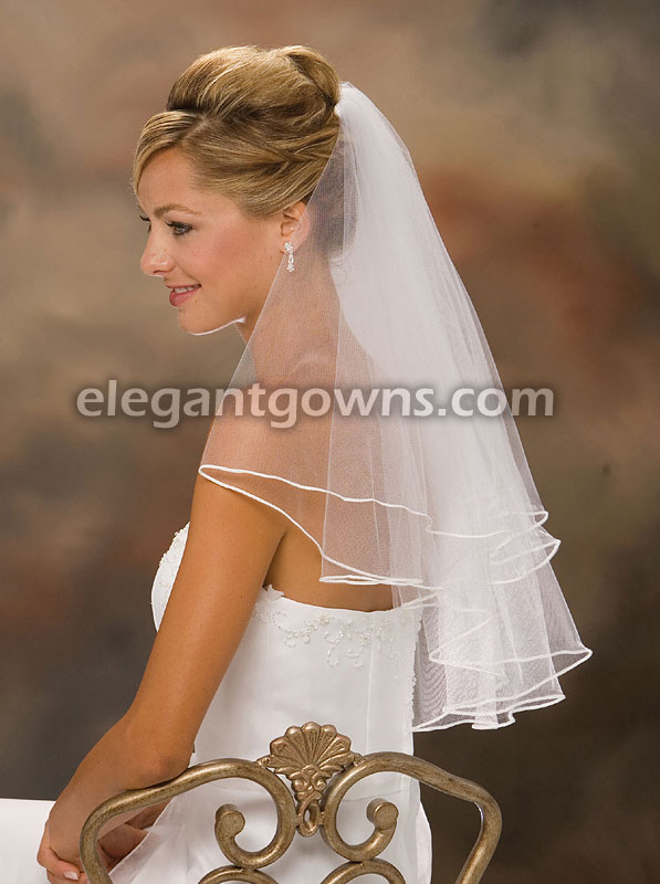 2 Tier Elbow Length Soutache Edge Wedding Veil C7-252-ST - Click Image to Close