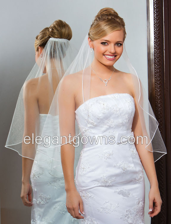 1Tier Waist Length Soutache Edge Circular Wedding Veil C7-301-ST - Click Image to Close