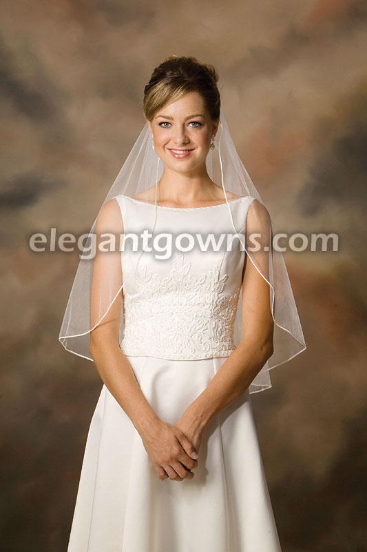 1Tier Waist Length Soutache Edge Circular Wedding Veil C7-301-ST - Click Image to Close