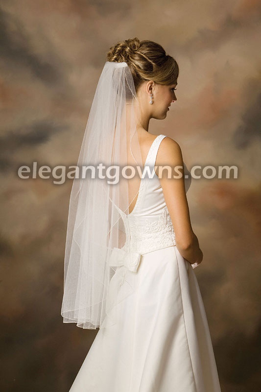 1 Tier Fingertip Length Corded Circular Wedding Veil C7-361-C - Click Image to Close