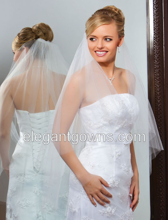 2 Tier Fingertip Length Cut Edge Circular Cut Veil C7-362-CT - Click Image to Close