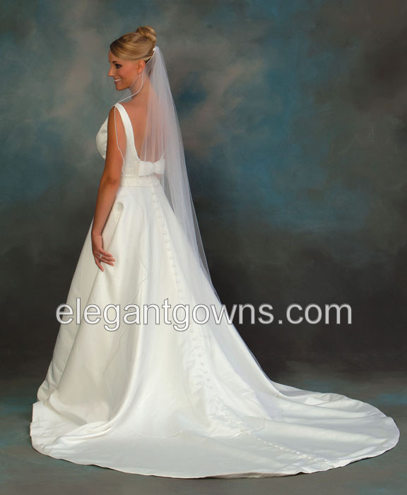 1 Tier Floor Length Pearl Edge Wedding Veil C7-721-P - Click Image to Close