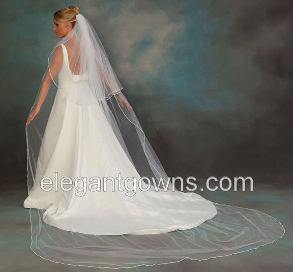 2 Tier Cathedral #1 Length Soutache Edge Wedding Veil S1-1202-ST - Click Image to Close