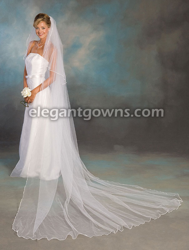 2 Tier Cathedral #1 Length Soutache Edge Wedding Veil S1-1202-ST - Click Image to Close