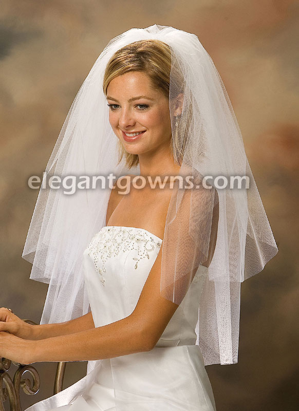 2 Tier Waist Length Cut Edge Standard Cut Wedding Veil S1-302-CT - Click Image to Close