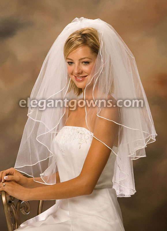 2 Tier Waist Length Soutache Edge Wedding Veil S1-302-ST - Click Image to Close