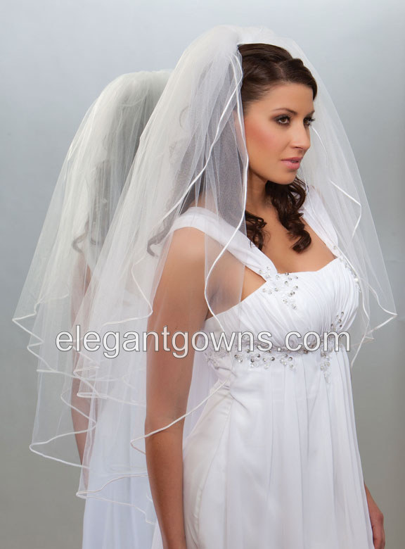 2 Tier Fingertip Length Soutache Edge Standard Veil S1-362-ST - Click Image to Close