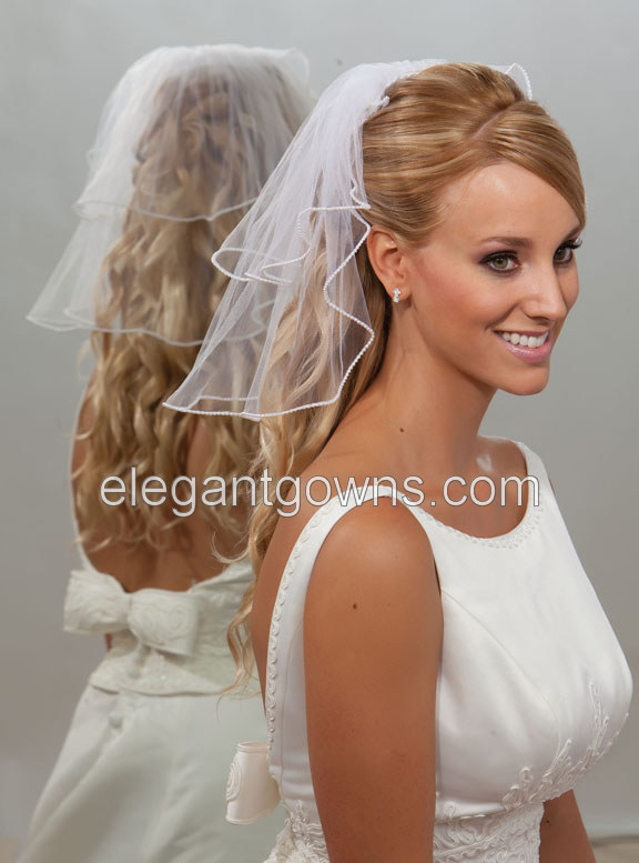 2 Tier Neck Length Wedding Veil S5-152-P - Click Image to Close