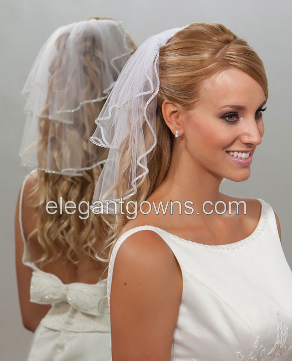 2 Tier Neck Length Wedding Veil S5-152-RS - Click Image to Close