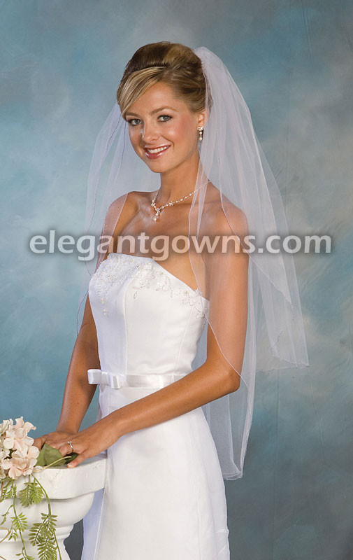 2 Tier Fingertip Length Veil Lavender Pencil Edge S5-362-C-LV - Click Image to Close