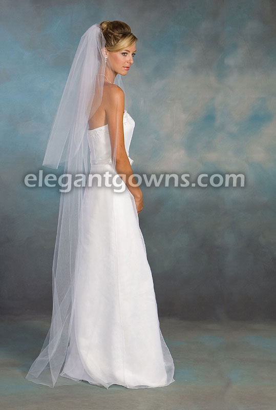 2 Tier Floor Length Cut Edge Wedding Veil S5-722-CT - Click Image to Close