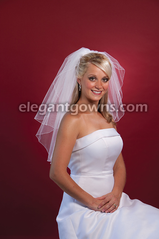 2 Tier Elbow Length Corded Edge Wedding Veil 72" Wide S7-252-C - Click Image to Close