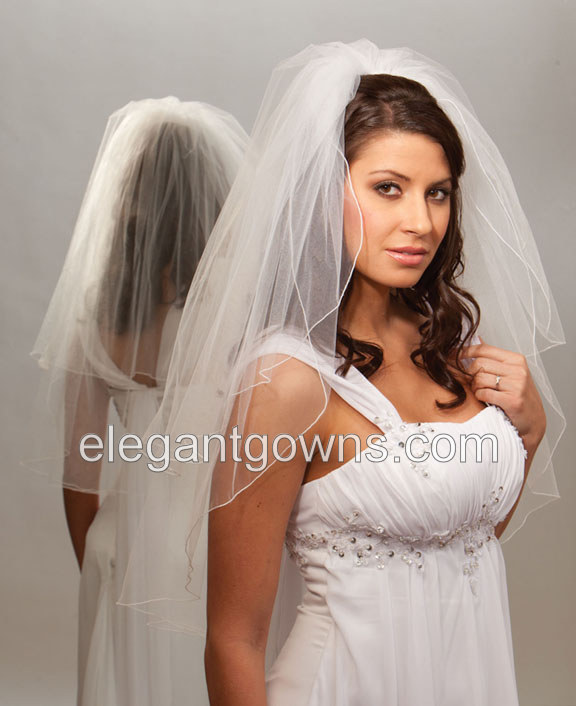 2 Tier Waist Length Corded Edge Standard Veil 72" Wide S7-302-C - Click Image to Close