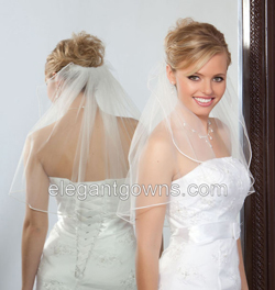 1 Tier Shoulder Length Soutache Edge Wedding Veil 1-201-ST