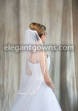 1 Tier Blush Pink Veil 3/8" Blush Pink Ribbon 5-301-3R-BP-BP