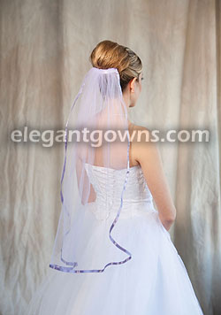 1 Tier Victorian Lilac Veil 3/8" Lilac Ribbon 5-301-3R-VL-VL