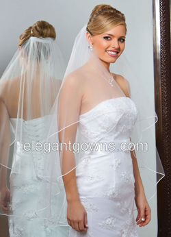 2 Tier Fingertip Length Soutache Edge Circular Veil C7-362-ST