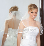 1 Tier Shoulder Length 3/8" Ribbon Edge Wedding Veil 1-201-3R