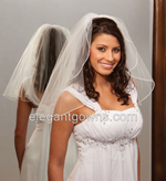 1 Tier Shoulder Length Pearl Edge Wedding Veil 1-201-P