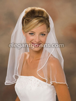 1 Tier Shoulder Length Soutache Edge Wedding Veil 1-201-ST