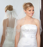 1 Tier Elbow Length Double Corded/Pencil Edge Wedding Veil