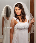 1 Tier Waist Length Corded Edge Wedding Veil 108" Wide 1-301-C