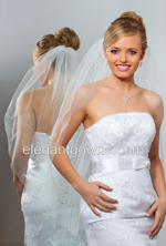 1 Tier Fingertip Length Cut Edge Wedding Veil 1-361-CT