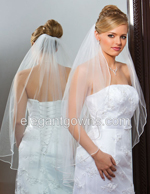 1 Tier Fingertip Length Rattail Edge Wedding Veil 1-361-RT