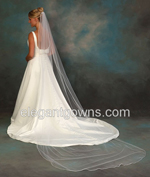 1 Tier Cathedral #1 Length Rattail Edge Wedding Veil 5-1201-RT