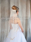 1 Tier Beige Wedding Veil 3/8" Beige Ribbon Edge 5-301-3R-BG-BG