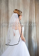 1 Tier Waist Length Veil With 3/8" Black Ribbon Edge 5-301-3R-BK