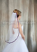 1 Tier Waist Length Veil 3/8" Eggplant Ribbon Edge 5-301-3R-EG